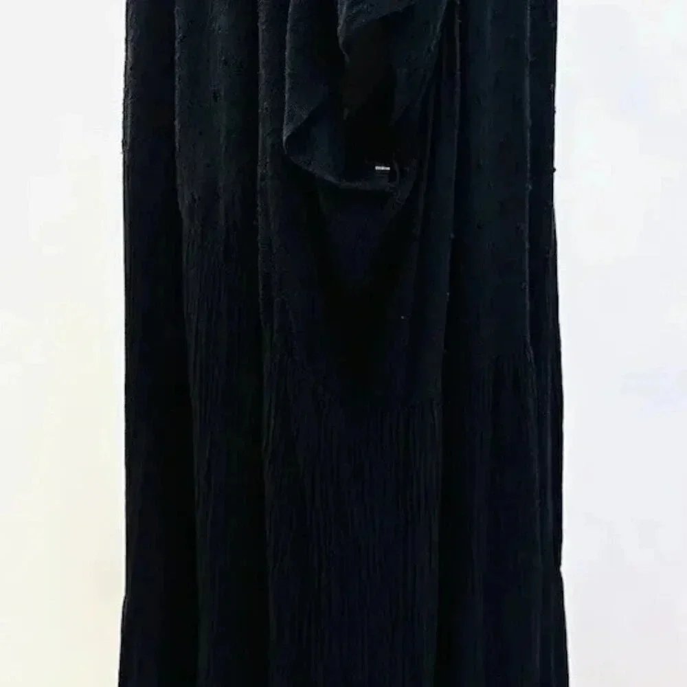 NWT SONOMA Women Short Sleeve Pullover Keyhole Neck Lined Black Maxi Dress Sz 4X - Picture 11 of 12